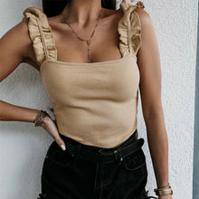 Load image into Gallery viewer, Sleeveless Ruffles Strap Backless Crop Tops
