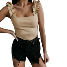 Load image into Gallery viewer, Sleeveless Ruffles Strap Backless Crop Tops
