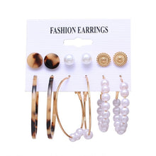 Load image into Gallery viewer, Bohemian Leopard Acrylic Pearl Earrings Geometry Tassel
