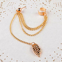 Load image into Gallery viewer, 1pc Metal Leaf Tassel Earring with Cuff
