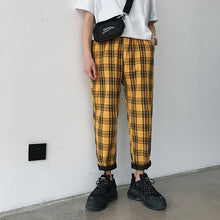 Load image into Gallery viewer, Men&#39;s Streetwear Yellow Plaid Pants
