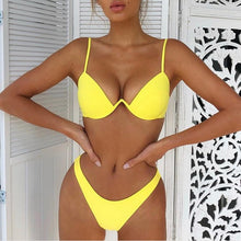 Load image into Gallery viewer, Push Up Unpadded Brazilian Bikini Swim Set
