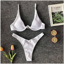 Load image into Gallery viewer, Push Up Unpadded Brazilian Bikini Swim Set
