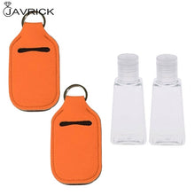 Load image into Gallery viewer, Hand Sanitizer Keychain Holder Travel Bottle Refillable Containers 30ml Flip Cap Reusable Bottles with Keychain Carrier
