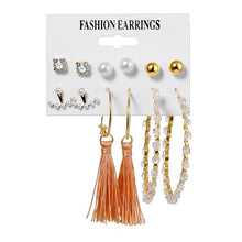 Load image into Gallery viewer, Bohemian Leopard Acrylic Pearl Earrings Geometry Tassel
