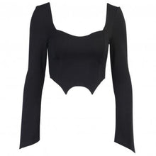 Load image into Gallery viewer, Low-cut Square Neck Long Sleeve T-shirt
