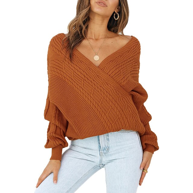 Cross V Neck Sweater