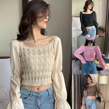 Load image into Gallery viewer, puff sleeve knitted blouse
