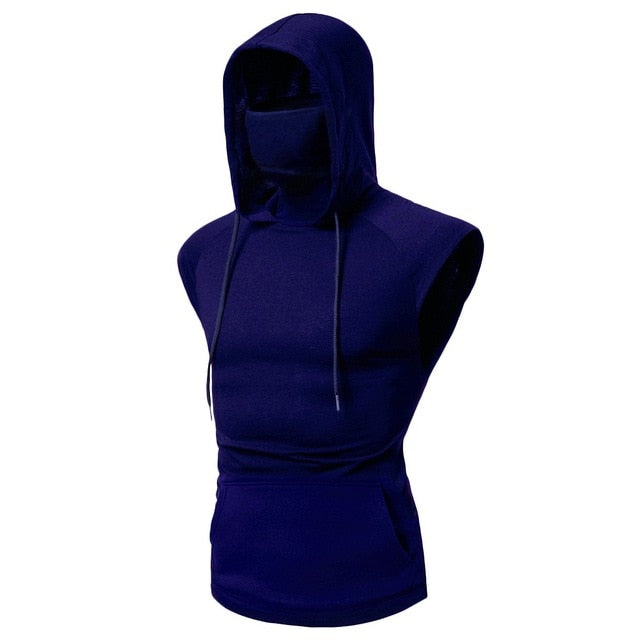 Men's Sleeveless Vest With Integrated Face Covering