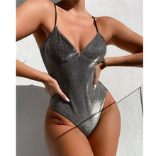 Load image into Gallery viewer, Shiny V-Neck One Piece Swimsuit
