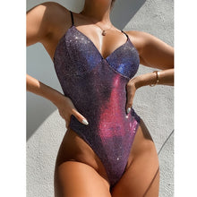 Load image into Gallery viewer, Shiny V-Neck One Piece Swimsuit
